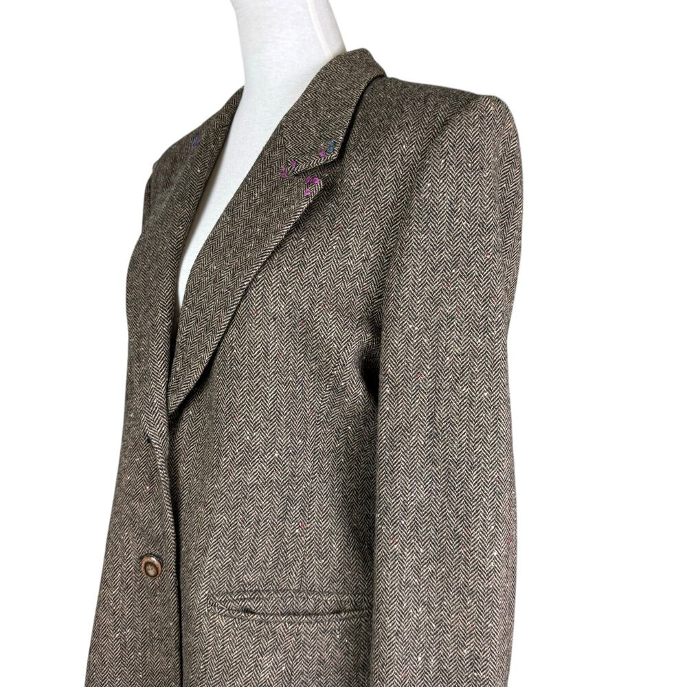 Pendleton 100% Wool Vintage Brown Herringbone Upc… - image 8